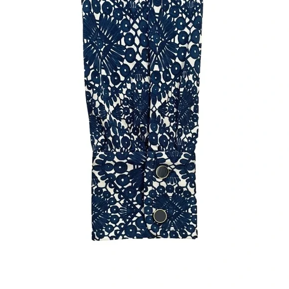 TORY Burch Women's 100% Silk Blue White Geometric Pattern Dress Size Small - Picture 9 of 12